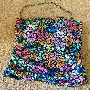 J. Crew Strapless Floral Tankini Top in Pink, Yellow, Green, Blue